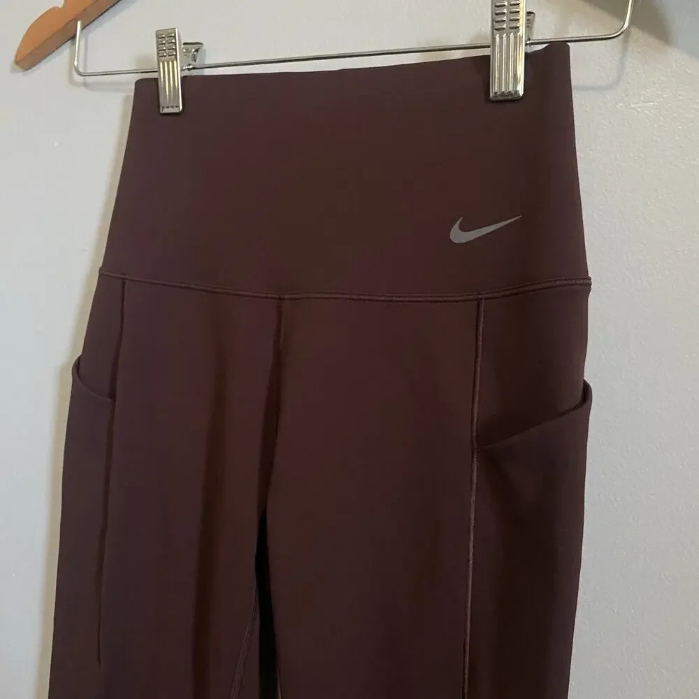 Nike Universal High Waist Brown Skinny Leggings Pockets Small Athletic Active
